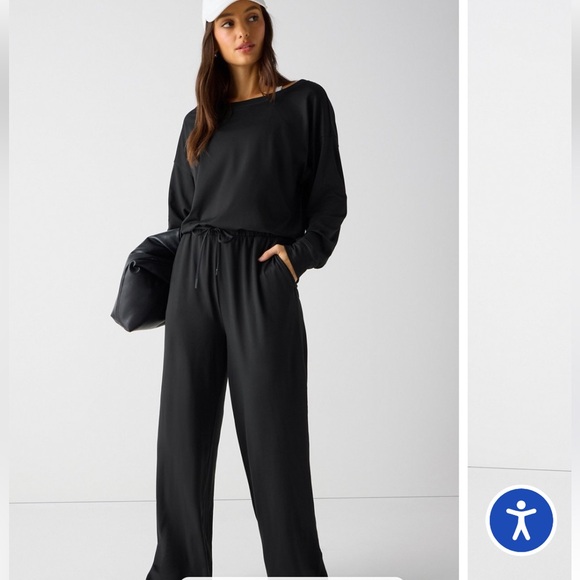 Fabletics Pants - Cloud Jersey off shoulder Jumpsuit, Black - Tall